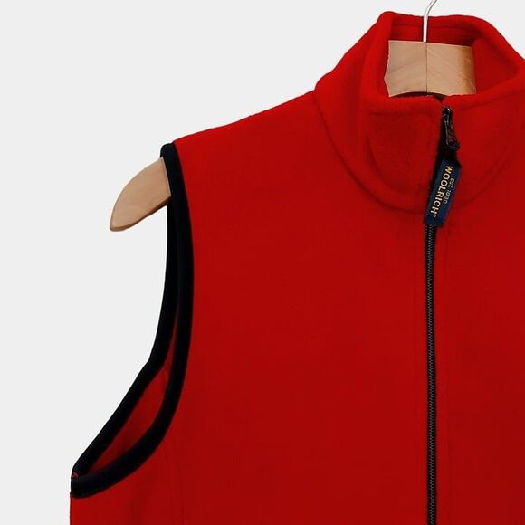 Woolrich Fleece Vest Womens Small Red Full Zip High Neck Lightweight Cozy Warm - Picture 4 of 10